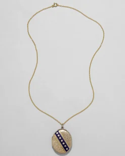 Antique 1800s 9k Gold & 14k Gold Fill with Enamel and Hand Etched Star Motif Locket Necklace