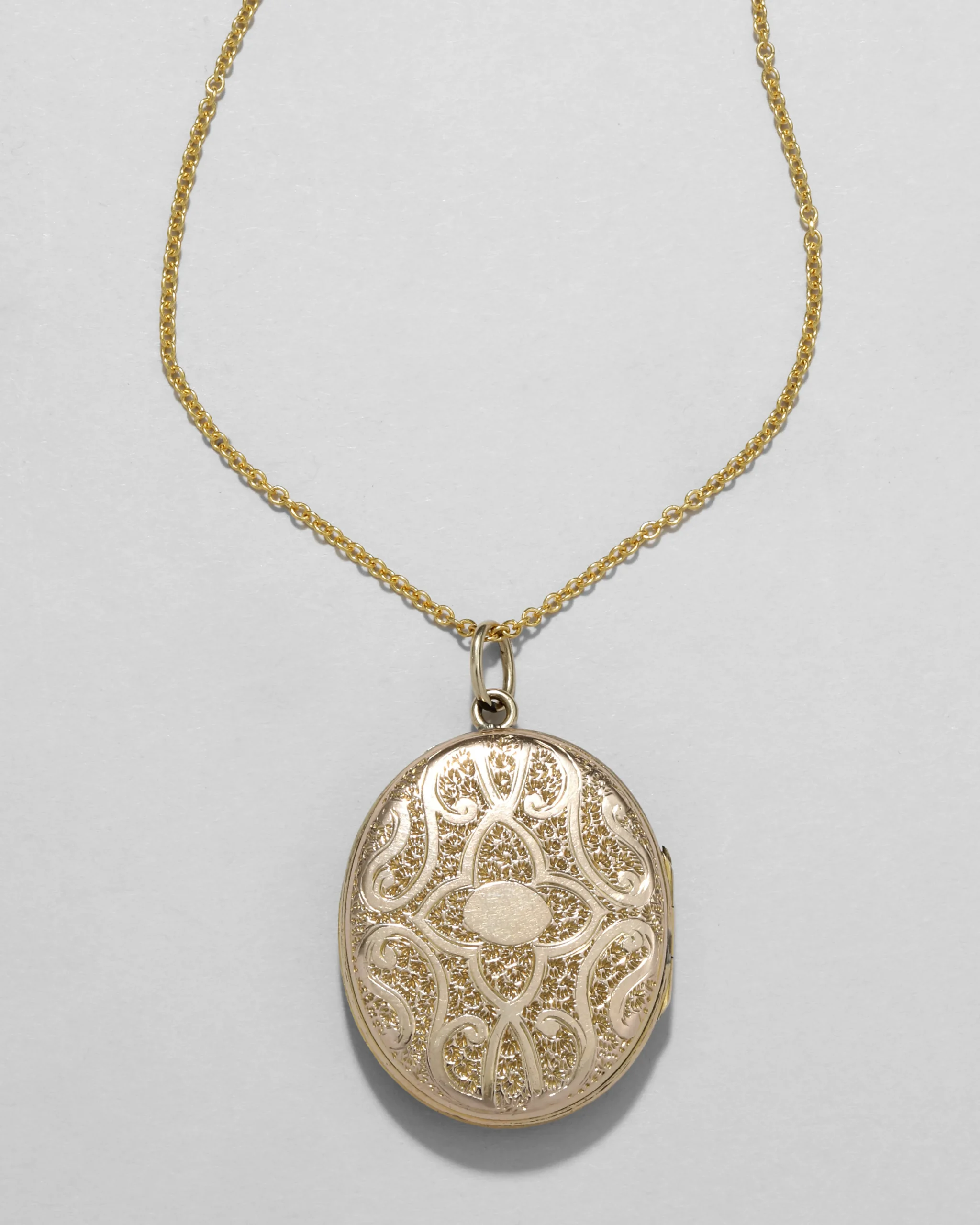 Antique 1800s 9k Gold & 14k Gold Fill with Enamel and Hand Etched Star Motif Locket Necklace