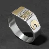 Antique 1910s 14k Gold & Steel Arts & Crafts Design Ring