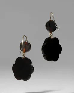 Antique 1800s 14k Gold & Tortoise Pique Earring