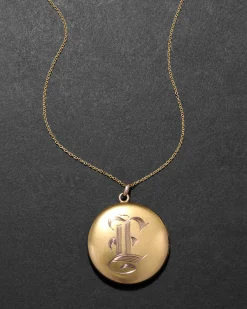 Antique 1800s 14k Gold Fill Hand-Etched Classic Round Locket
