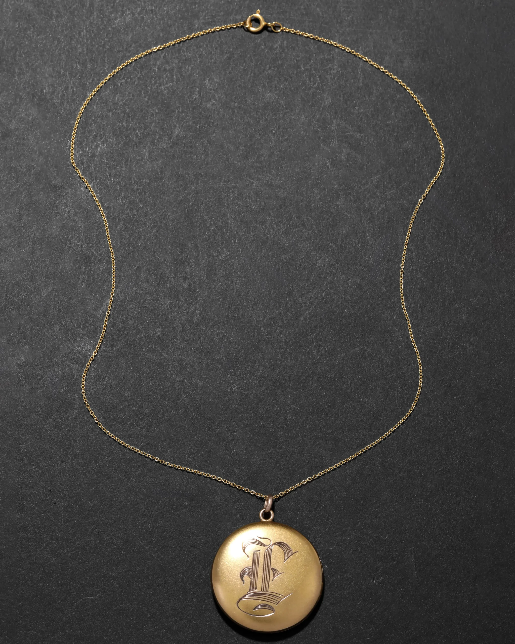 Antique 1800s 14k Gold Fill Hand-Etched Classic Round Locket