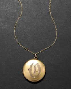 Antique 1800s 14k Gold Fill Hand-Etched Classic Round Locket