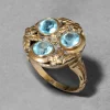 Antique 1920s 14k Gold Fill with Aquamarine Crystal Ornate Ring
