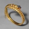 Antique 1870s 14k Gold Sapphire & Rose Cut Diamond Hinge Bracelet
