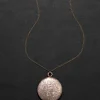Antique 1800s 10k Gold Shell & 10k Gold Fill Hand Etched Locket Necklace