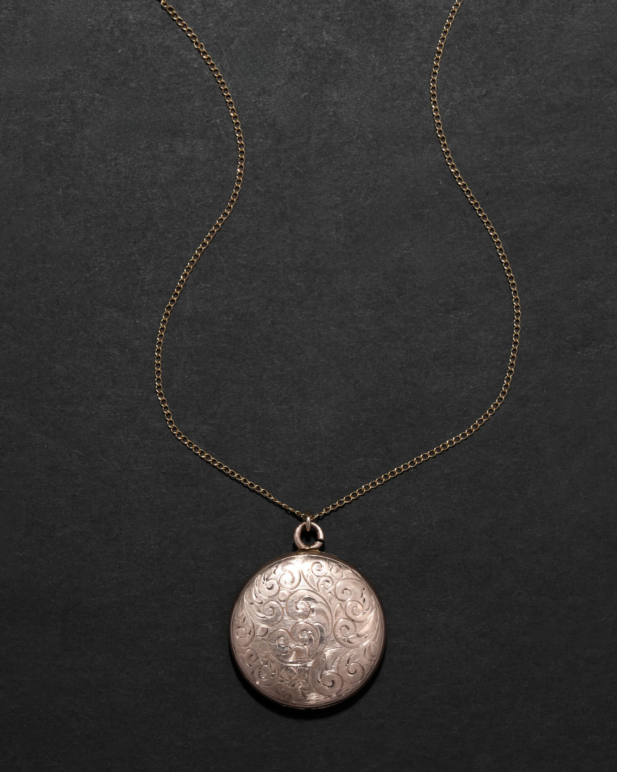 Antique 1800s 10k Gold Shell & 10k Gold Fill Hand Etched Locket Necklace