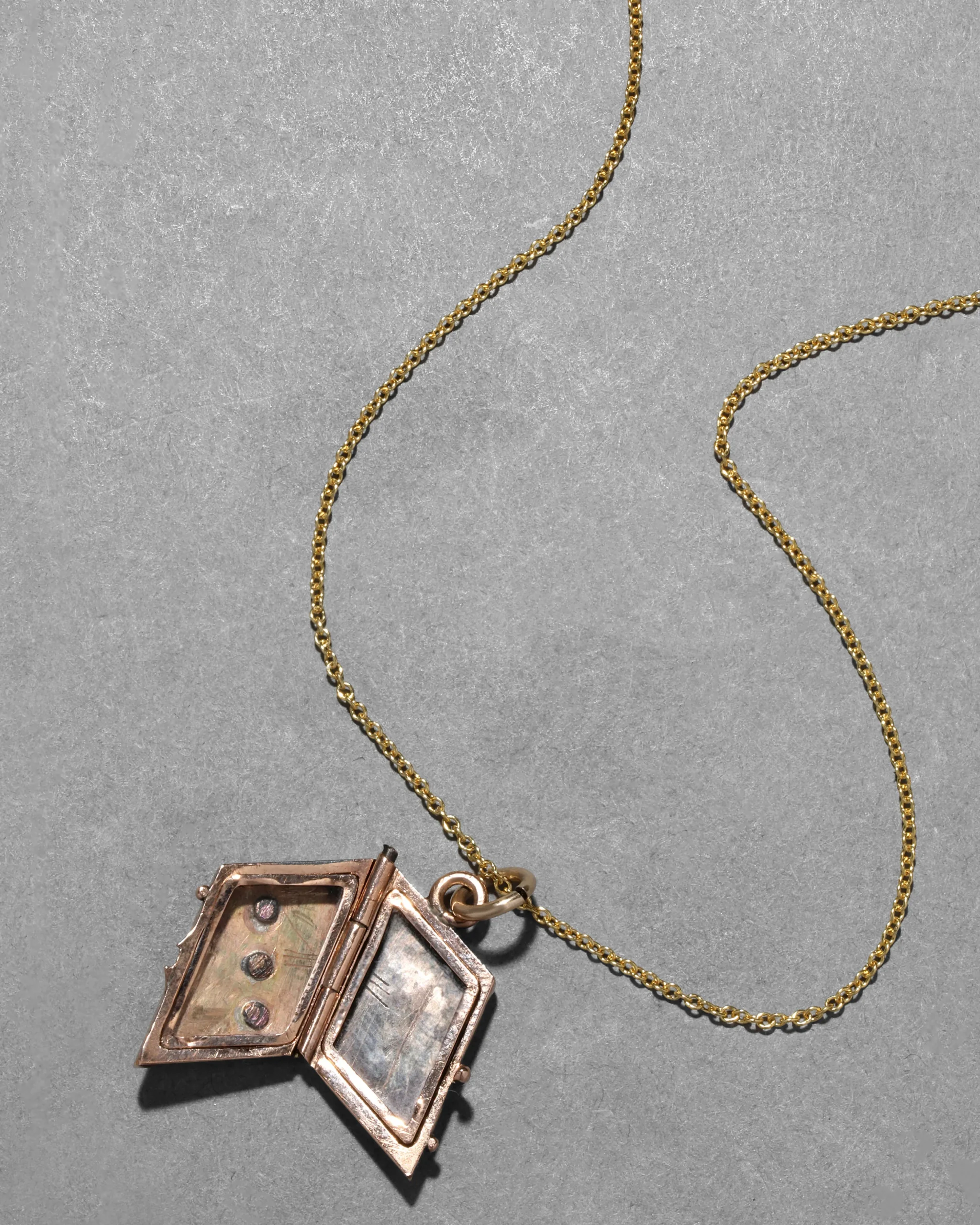 Antique 1800s 10k Rose Gold & Pearl Book Locket Necklace