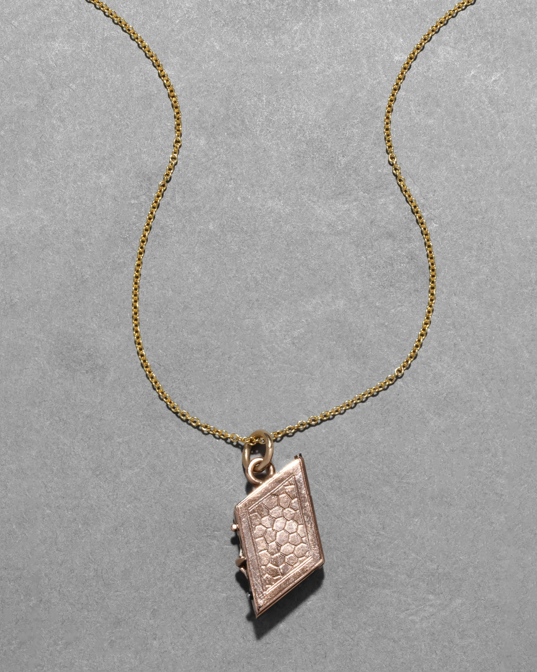 Antique 1800s 10k Rose Gold & Pearl Book Locket Necklace