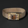 Antique 1800s 14k Tricolor Gold Fill & Hand-Carved Tigers Eye Handmade Bracelet 1