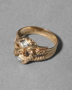 Antique 1800s 14k Yellow & White Gold with Diamond Double Snake Ring