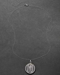 Antique 1920s Sterling Silver Cross Locket Pendant Necklace