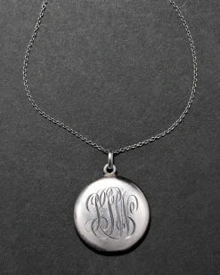 Antique 1920s Sterling Silver Cross Locket Pendant Necklace