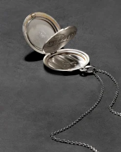 Antique 1920s Sterling Silver Cross Locket Pendant Necklace