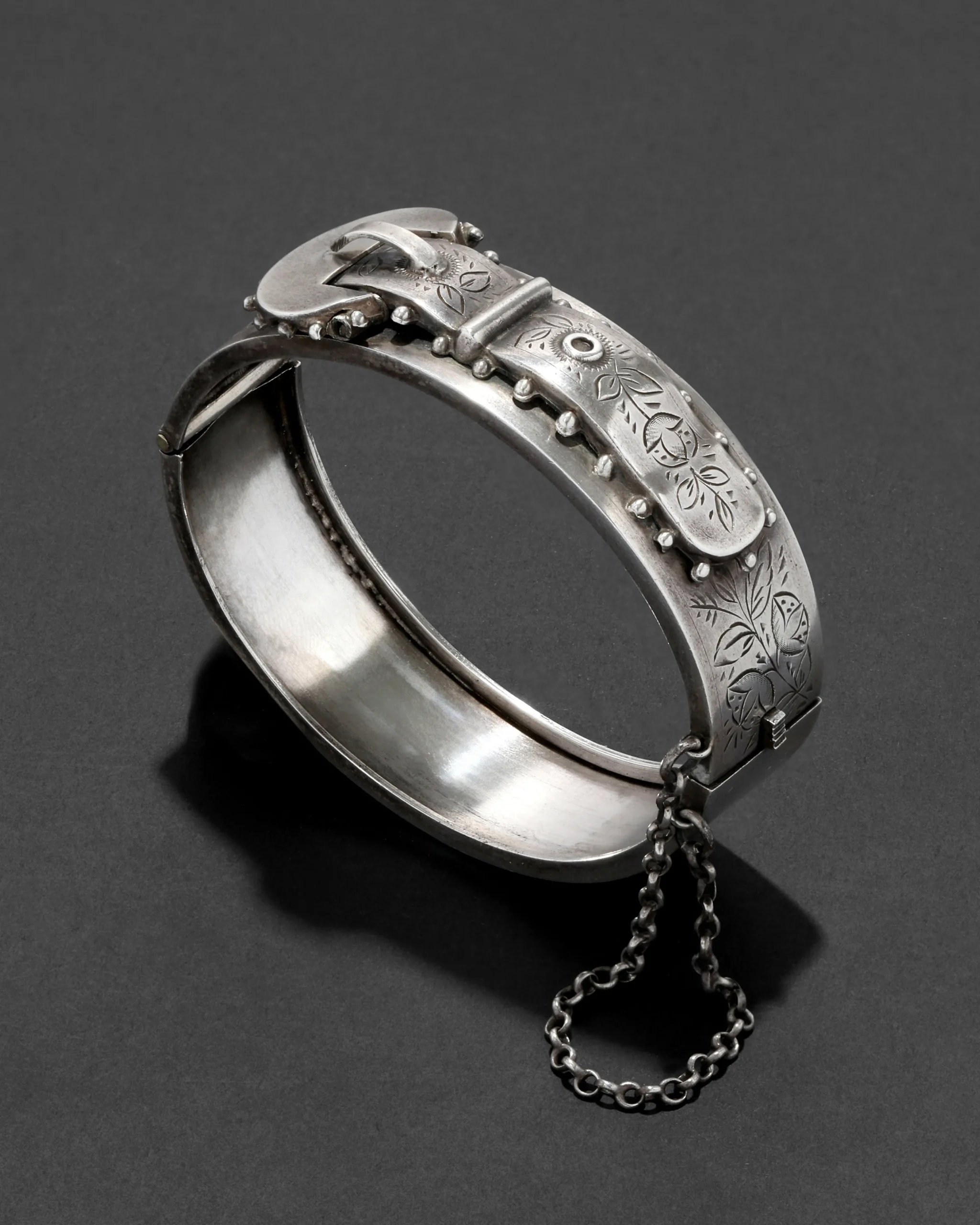Antique 1800s Victorian Sterling Silver Buckle Bracelet
