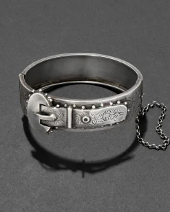 Antique 1800s Victorian Sterling Silver Buckle Bracelet