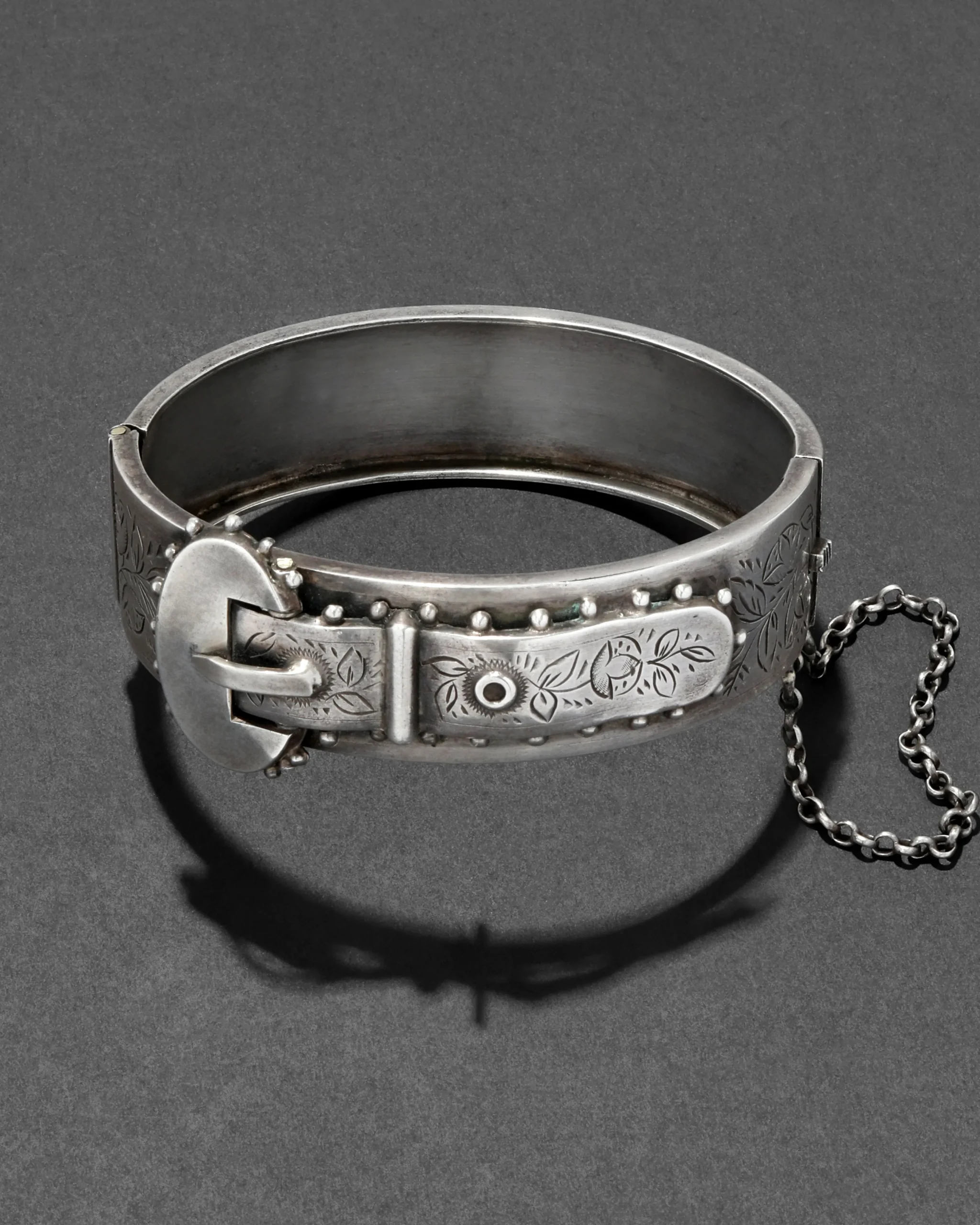 Antique 1800s Victorian Sterling Silver Buckle Bracelet
