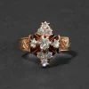 Antique Victorian English 14k Gold & Diamond Hand Etched Ornate Ring