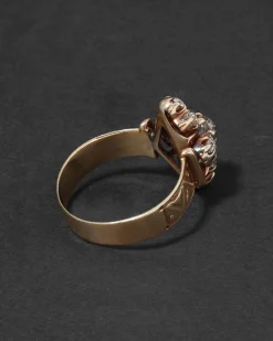 Antique Victorian English 14k Gold & Diamond Hand Etched Ornate Ring