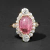 Antique Victorian 1890s 18k Gold with Pink Tourmaline & Diamond Marquis Ring