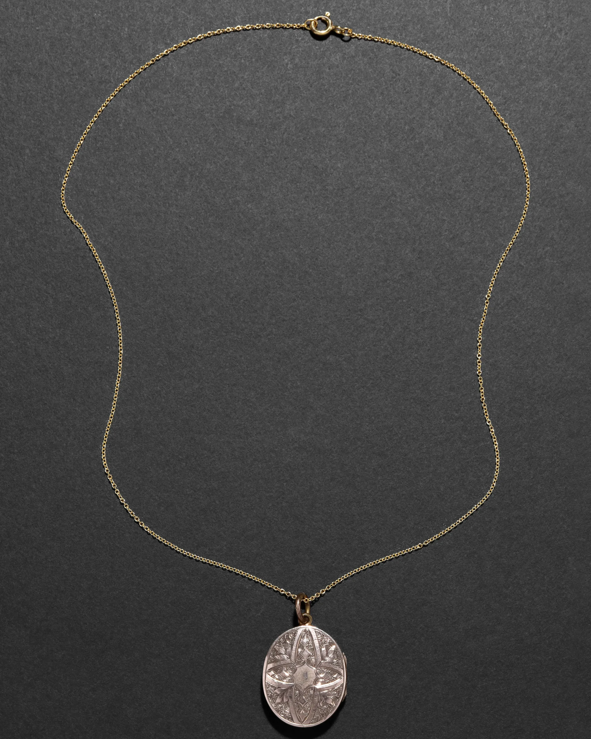 Antique Victorian 1800s 14k Gold Fill Hand Etched Locket Necklace