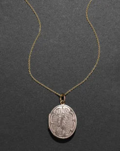 Antique Victorian 1800s 14k Gold Fill Hand Etched Locket Necklace