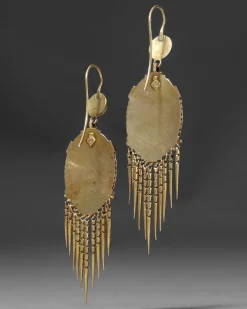 Antique Victorian 1880s 14k Gold Etruscan Revival Fringe Earring
