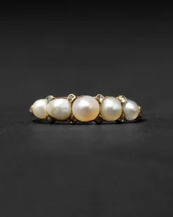 Antique Victorian 1800s 14k Gold with Diamond Prong Set Pearl Ring