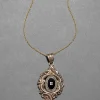 Antique Victorian 1880s 10k Gold with Enamel Lucy Pendant Necklace