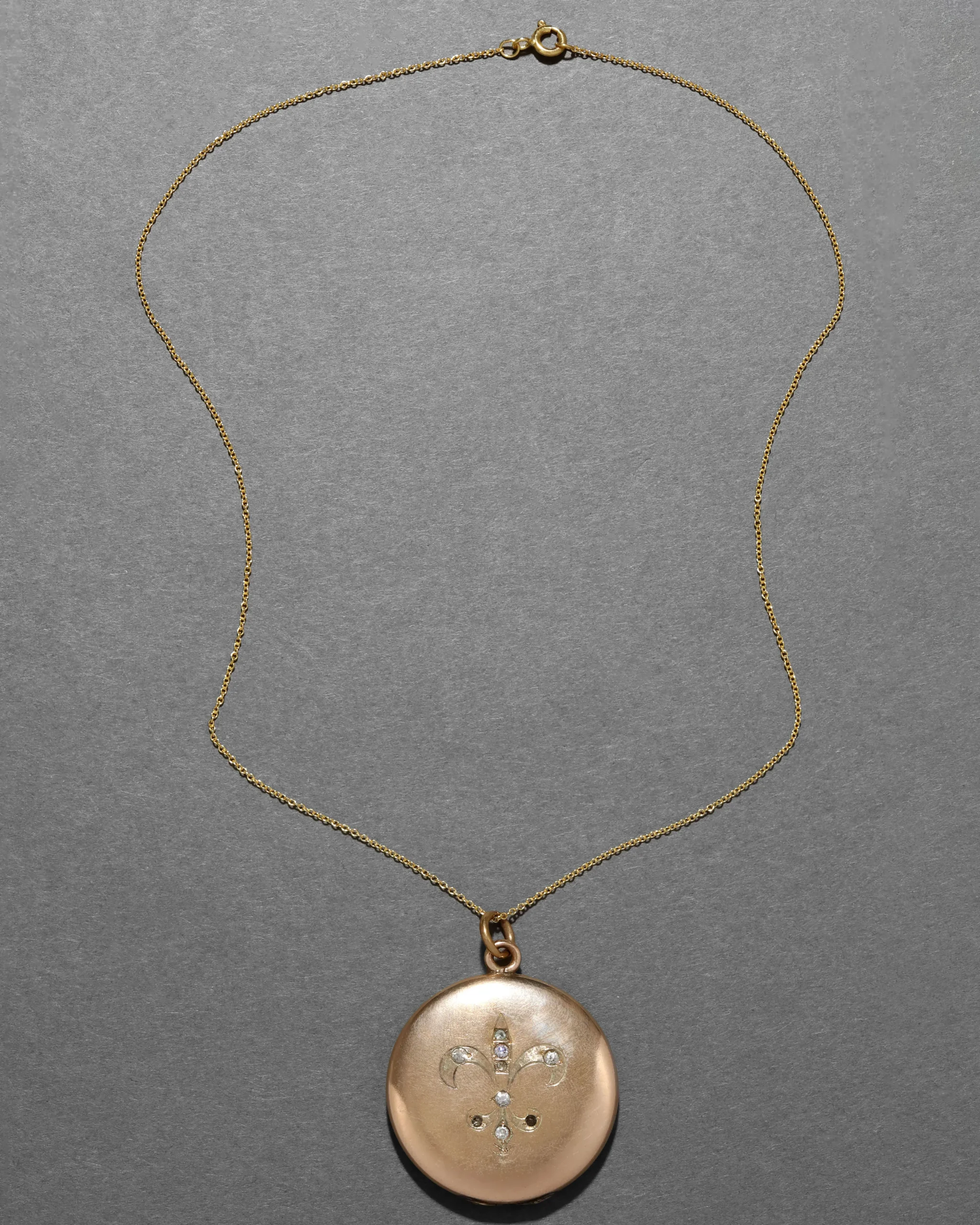 Antique Victorian 1800s 14k Gold Fill Fleur de Lis Locket Necklace