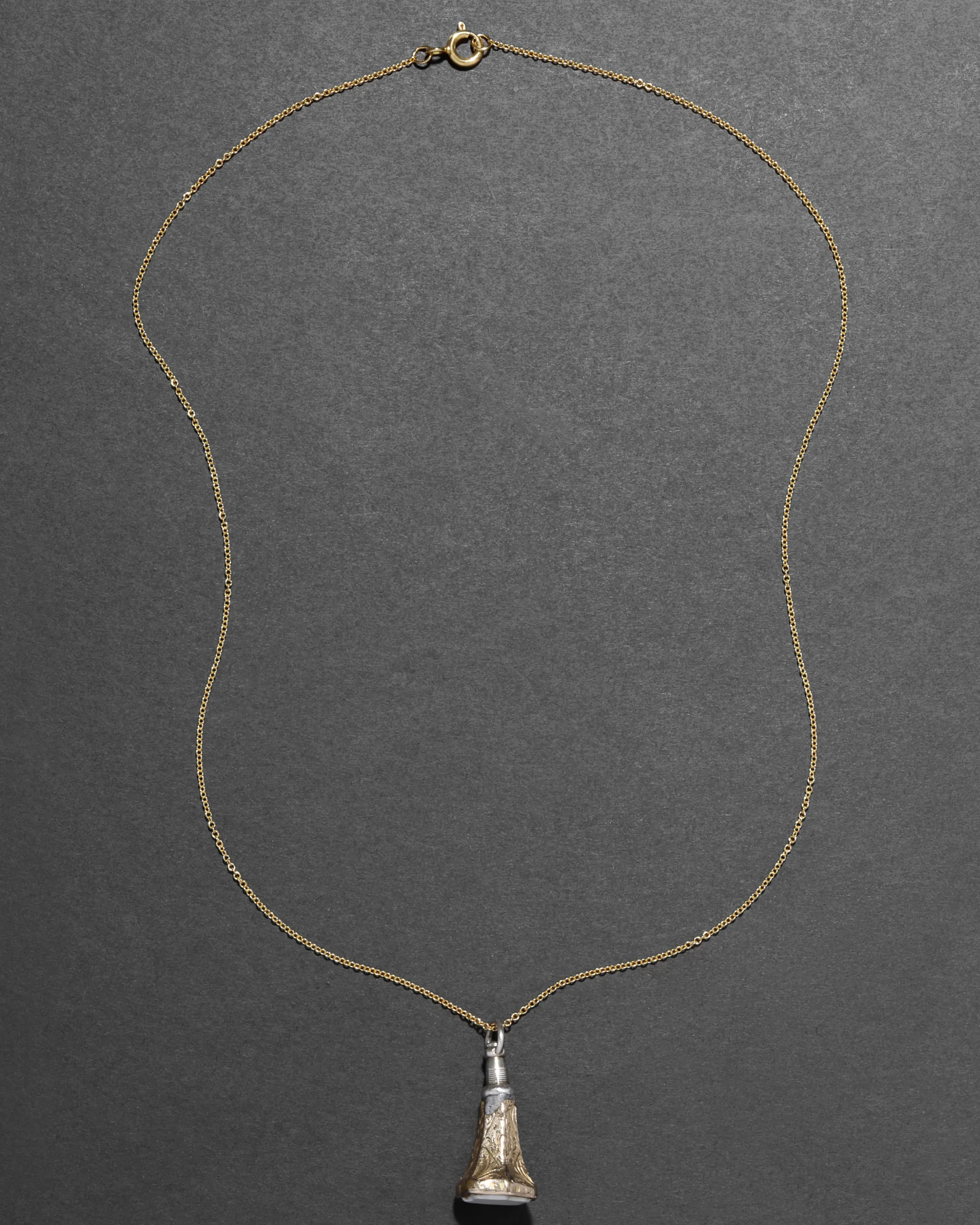 Antique Victorian 1800s 14k Gold FIll & White Onyx Watch Fob Necklace