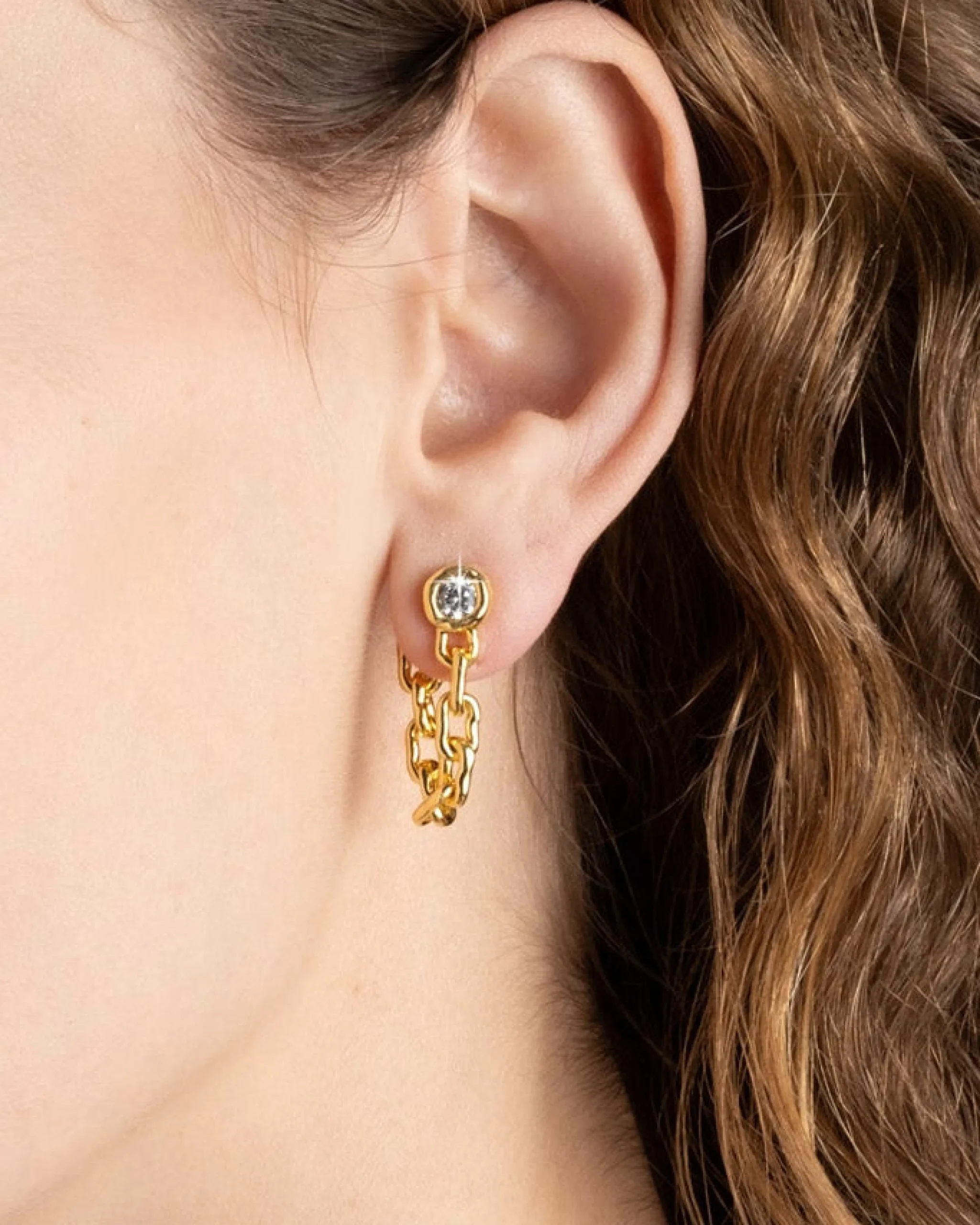 Asterales Chain Linked Front Back Earring