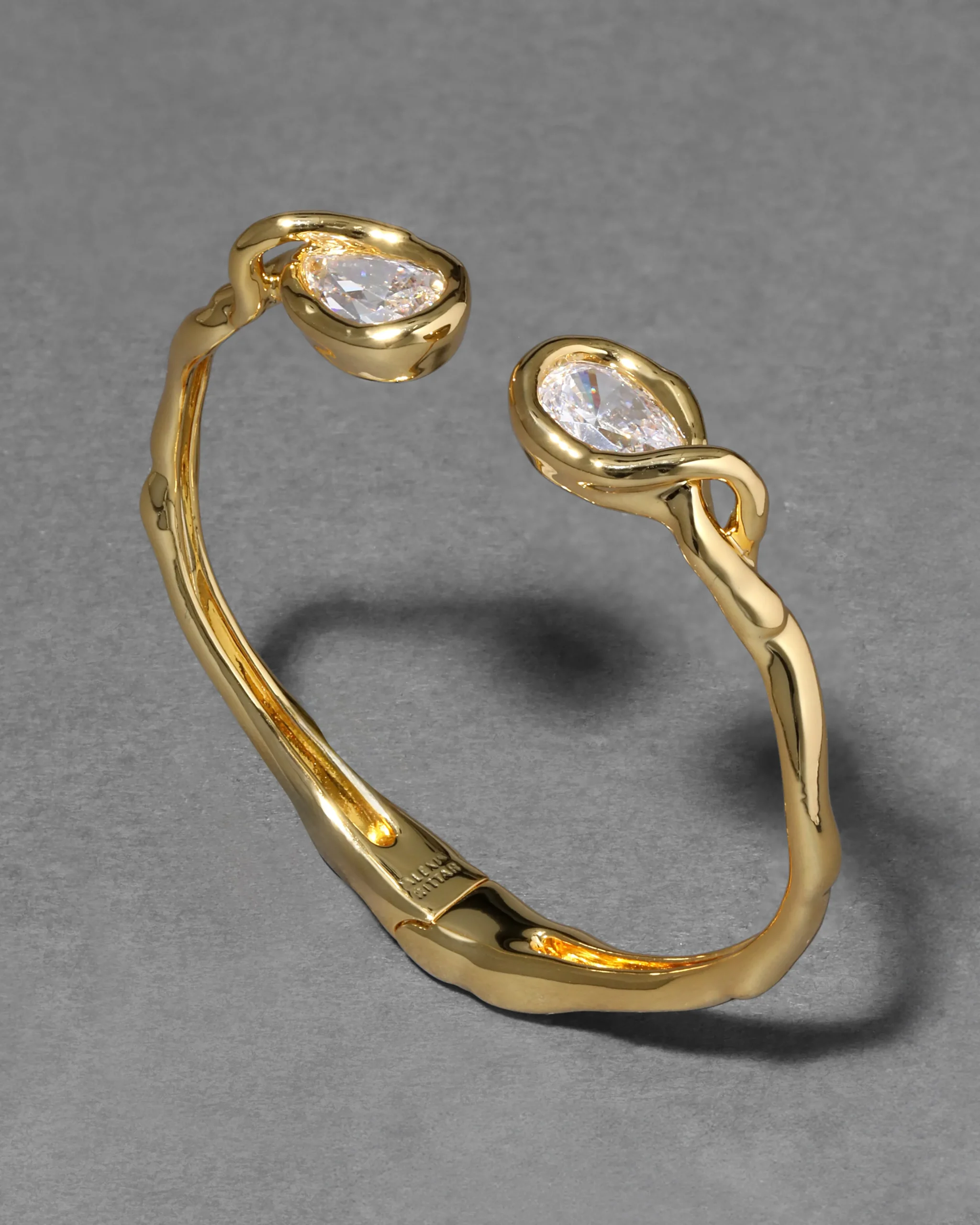 Asterales Crystal Capped Hinge Cuff Bracelet