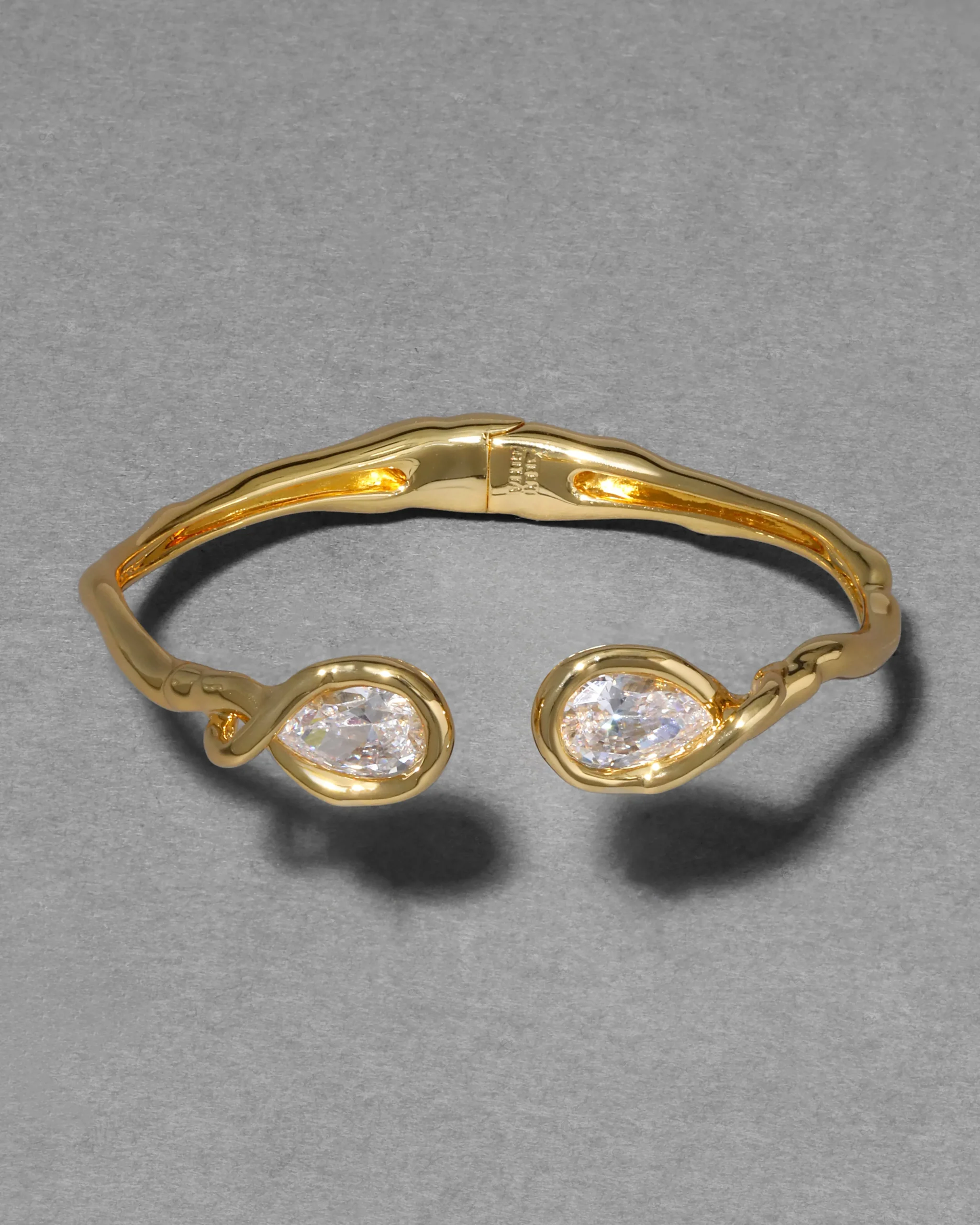 Asterales Crystal Capped Hinge Cuff Bracelet
