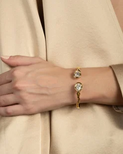 Asterales Crystal Capped Hinge Cuff Bracelet