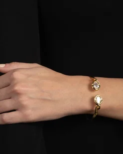 Asterales Crystal Capped Hinge Cuff Bracelet