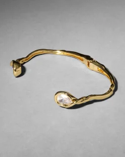 Asterales Crystal Capped Hinge Cuff Bracelet