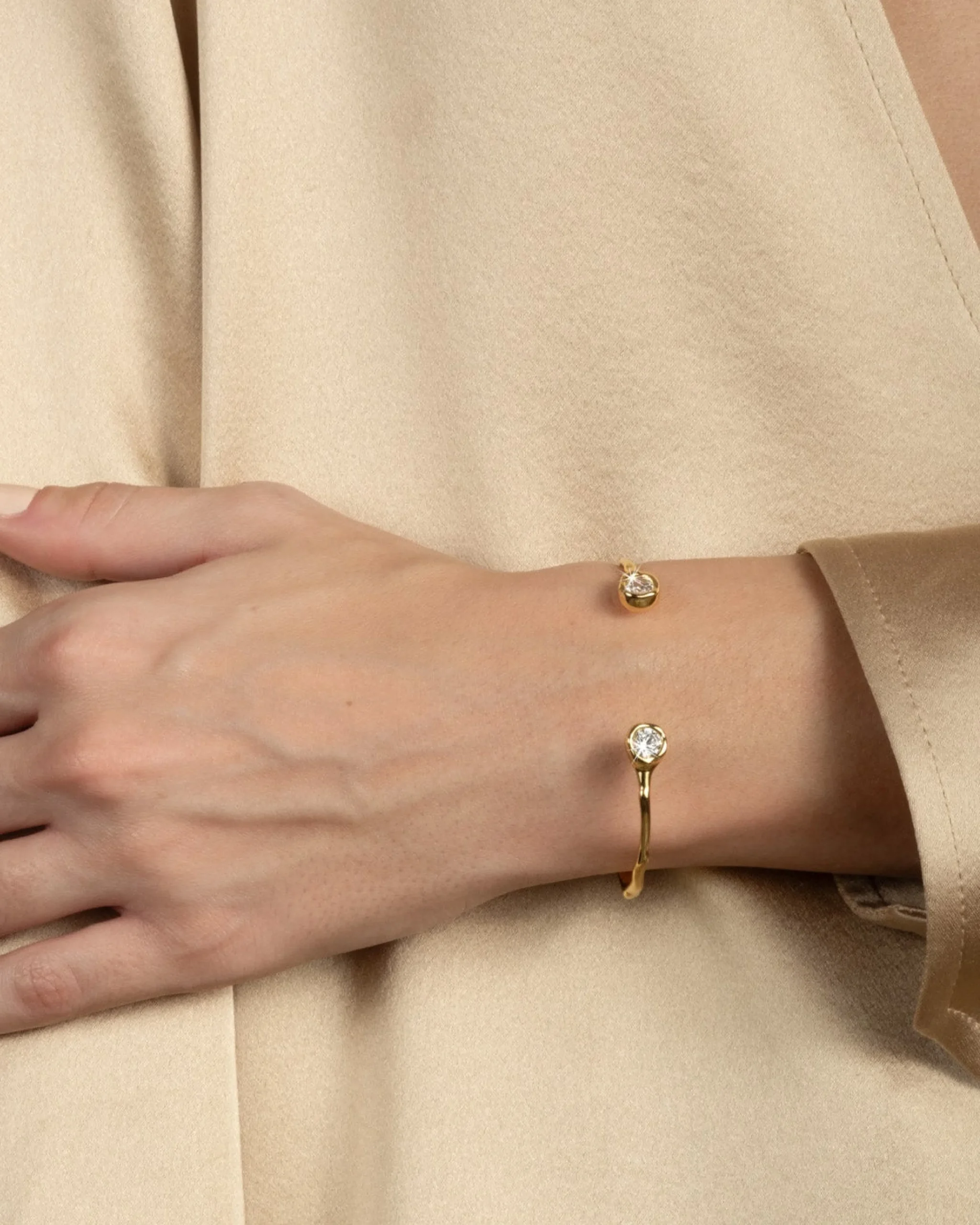 Asterales Crystal Skinny Capped Cuff Bracelet