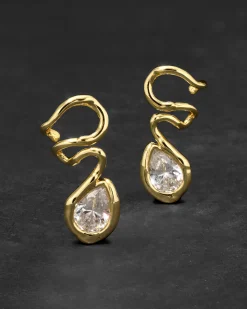 Asterales Floating Vine Post Earring- Gold