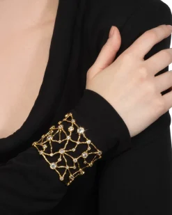 Asterales Gold Celestial Wide Cuff Bracelet