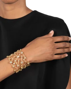 Asterales Gold Celestial Wide Cuff Bracelet