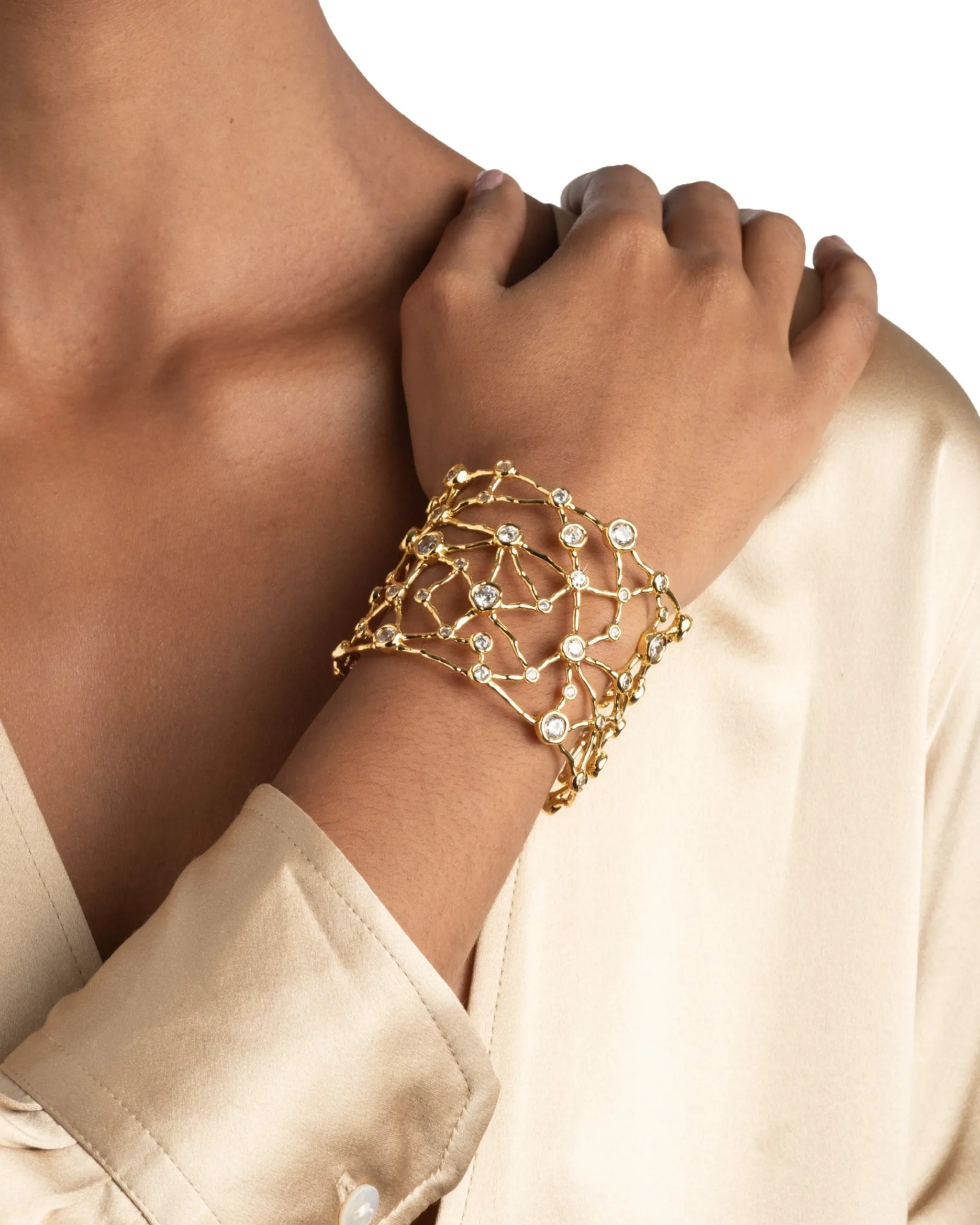 Asterales Gold Celestial Wide Cuff Bracelet