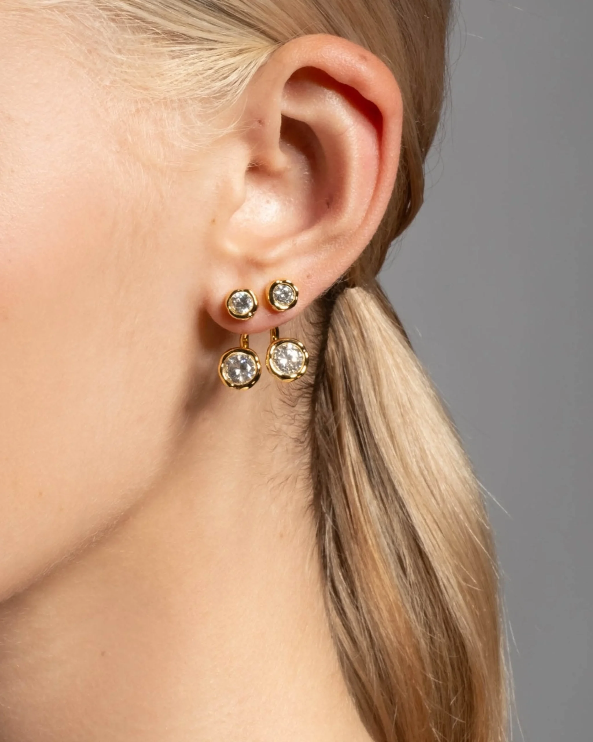 Asterales Gold Molten Front Back Earring