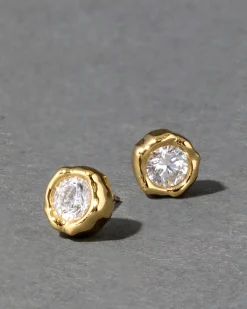 Asterales Molten Bezel Stud Earring- Gold