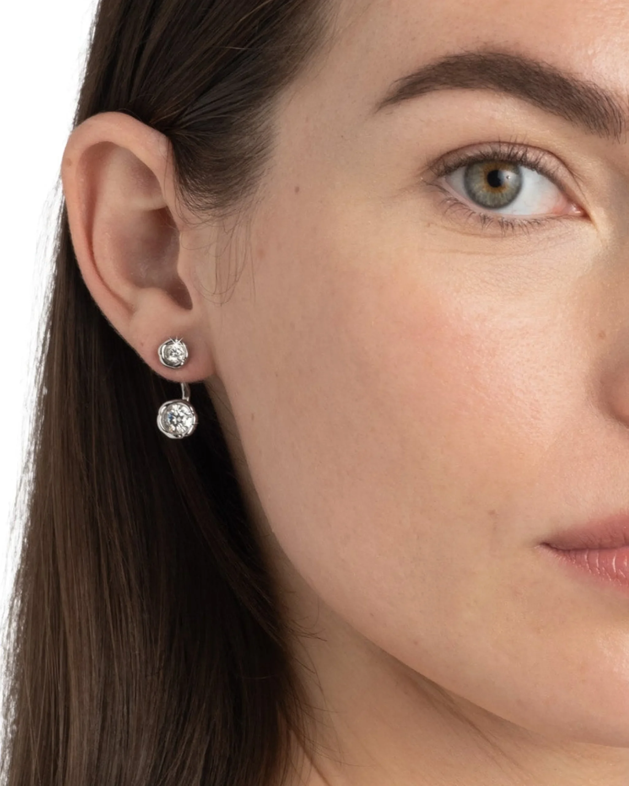 Asterales Silver Molten Front Back Earring