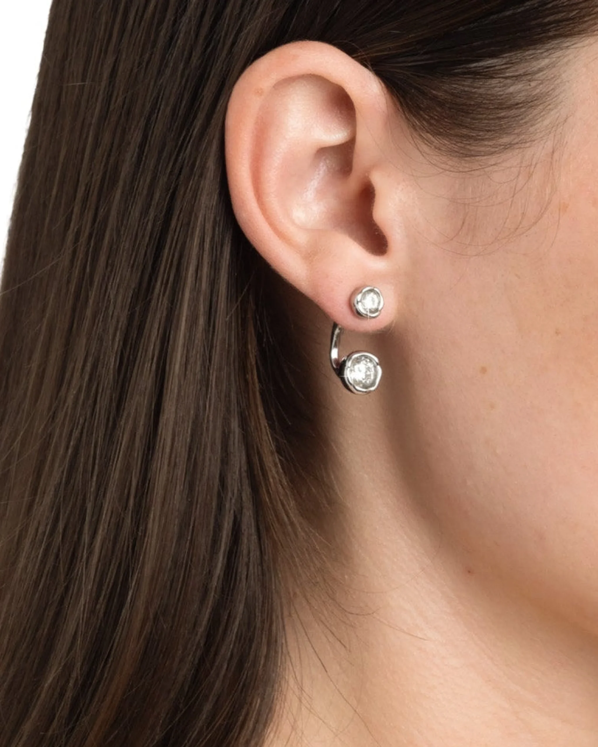 Asterales Silver Molten Front Back Earring