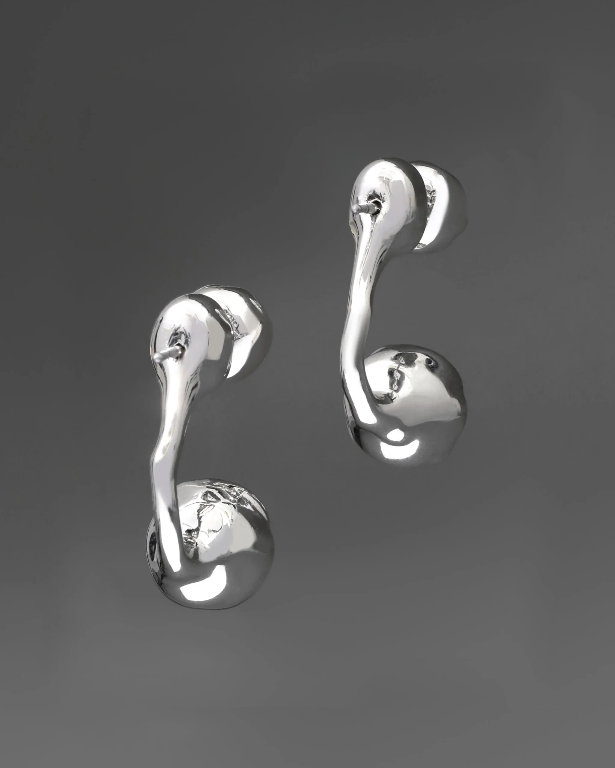 Asterales Silver Molten Front Back Earring
