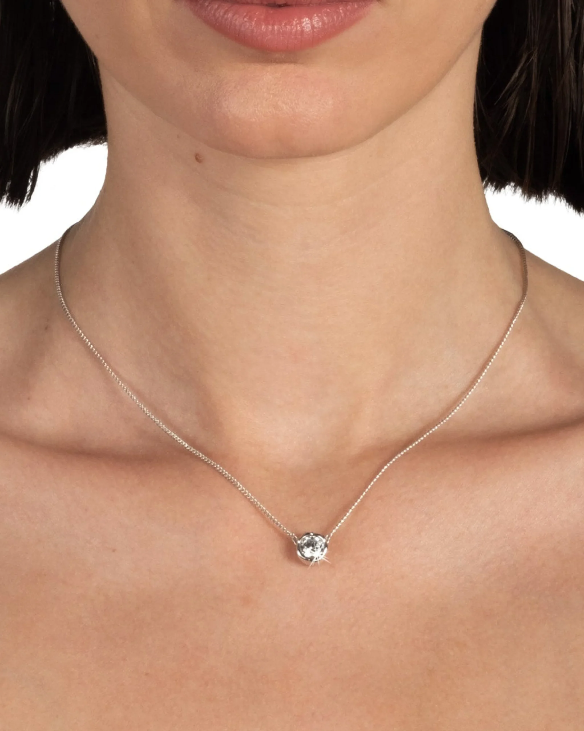 Asterales Silver Solitaire Necklace