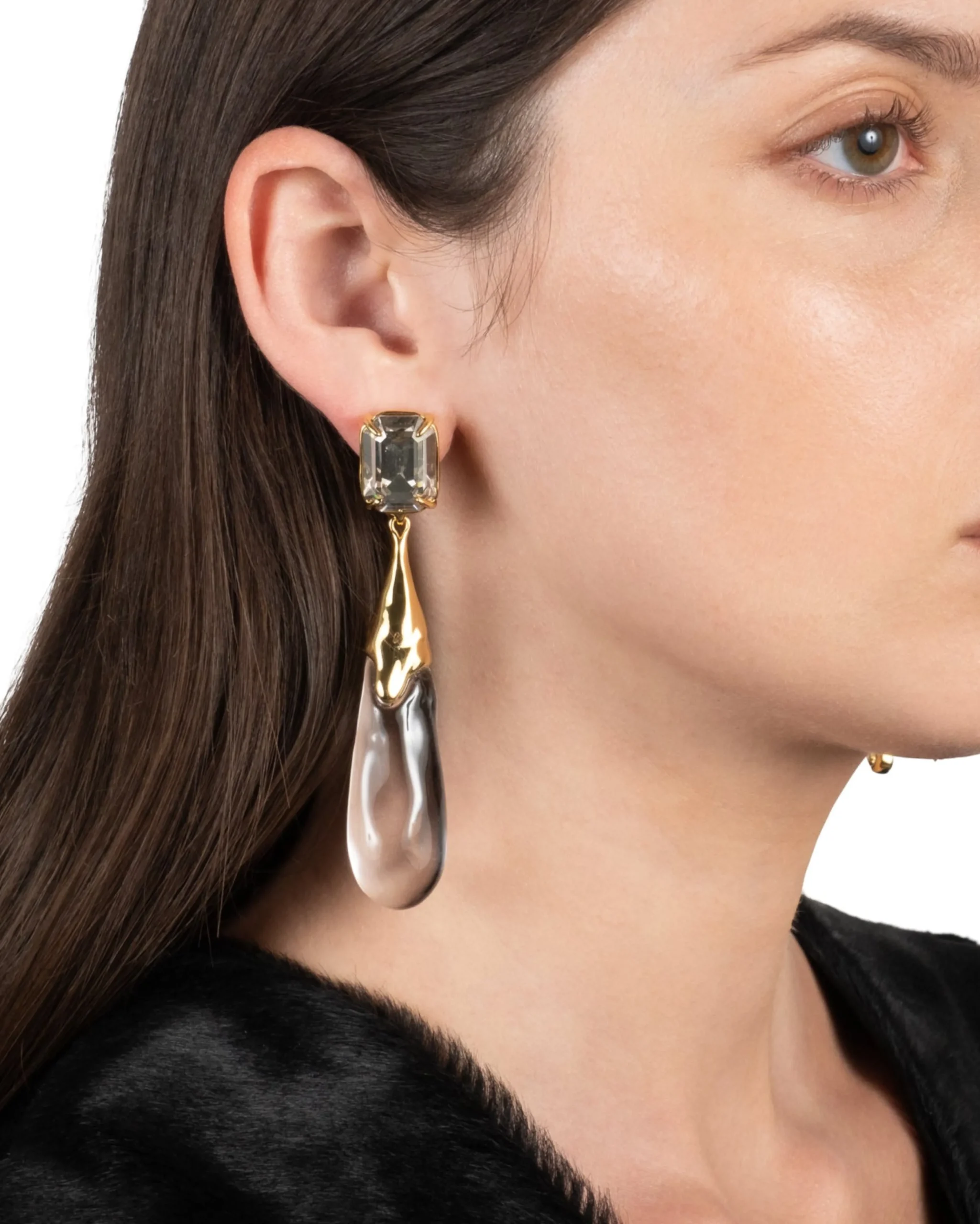 Bonbon Crystal Large Teardrop Earring- Clear