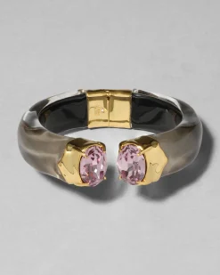 Bonbon Crystal Lucite Hinge Bracelet- Dune